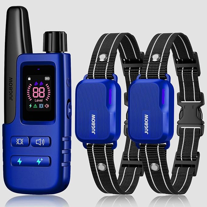 Dog Shock Collar 2 Dogs (10-120Lbs) - 4200FT Dog Training Collar with Remote IPX7 Waterproof Electric Collar with 4 Training Modes, Rechargeable e-Collar for Large Medium Small Dog Dark Blue