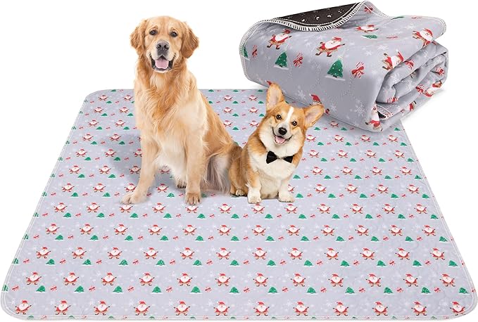 Aitmexcn Washable Pee Pads for Dogs, 2 Pack Christmas Pads, 31'' x 36'' | Highly Absorbent, Waterproof Layer, Machine Washable, Non-Slip Bottom, For Puppy Training and Crates