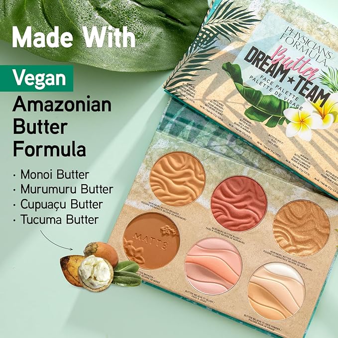 Physicians Formula Butter Palette, Nourishing Bronzer, Blush, Highlighter, and Moisturizing Face Powder Blend, Cruelty Free - Dream Team