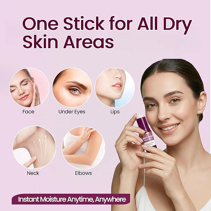 Calcium Multi Balm Stick for Face & Eyes, Hydrating Moisturizing Stick with Collagen, Multi-Purpose Skin Balm for Dry Skin, Neck, Lips – Travel Size 9g
