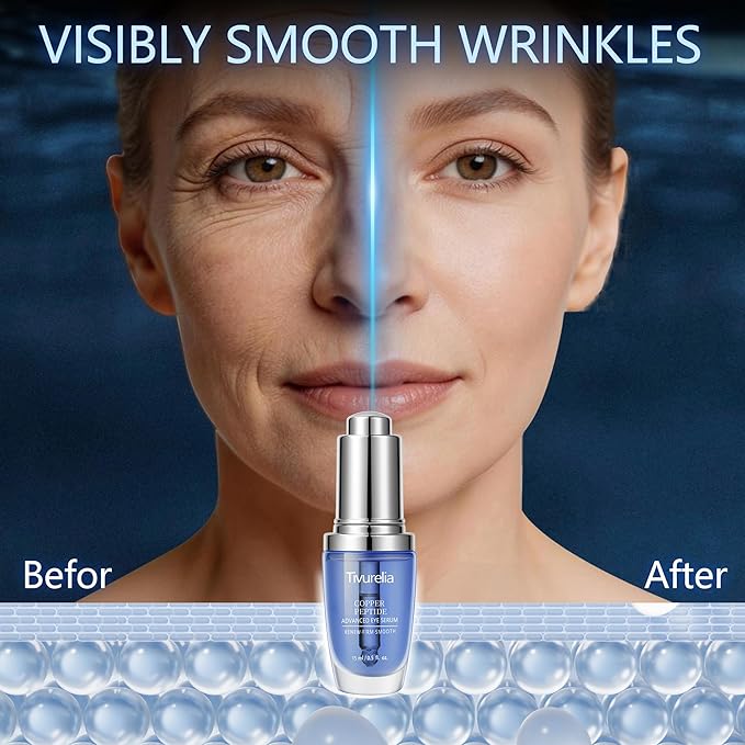 Copper Peptide Anti Aging Eye Serum, Korean Skin Care Advanced Eye Serum with GHK-Cu Copper Tripeptide-1 & Peptide Complex, Helps Smooth Fine Lines and Improve Firmness