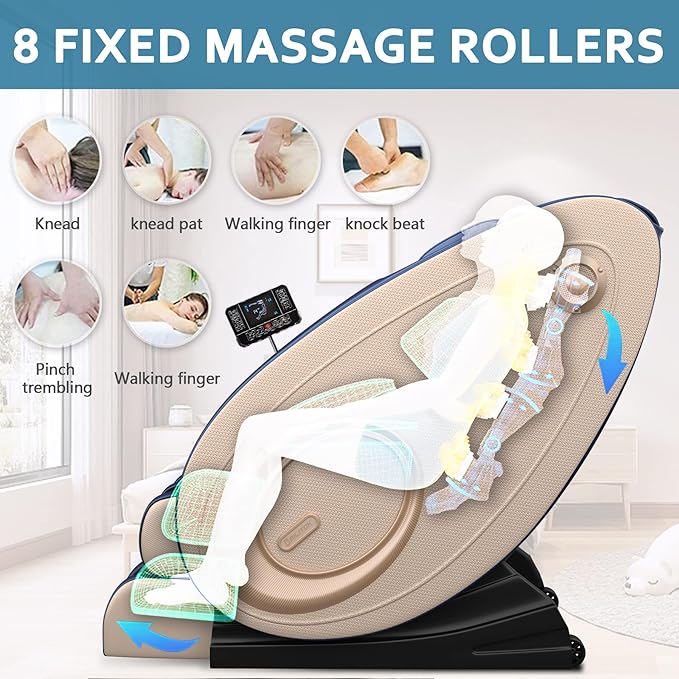 BILITOK Massage Chair Blue-Tooth Connection and Speaker, Recliner with Zero Gravity with Full Body Air Pressure, Easy to Use at Home and in The Office