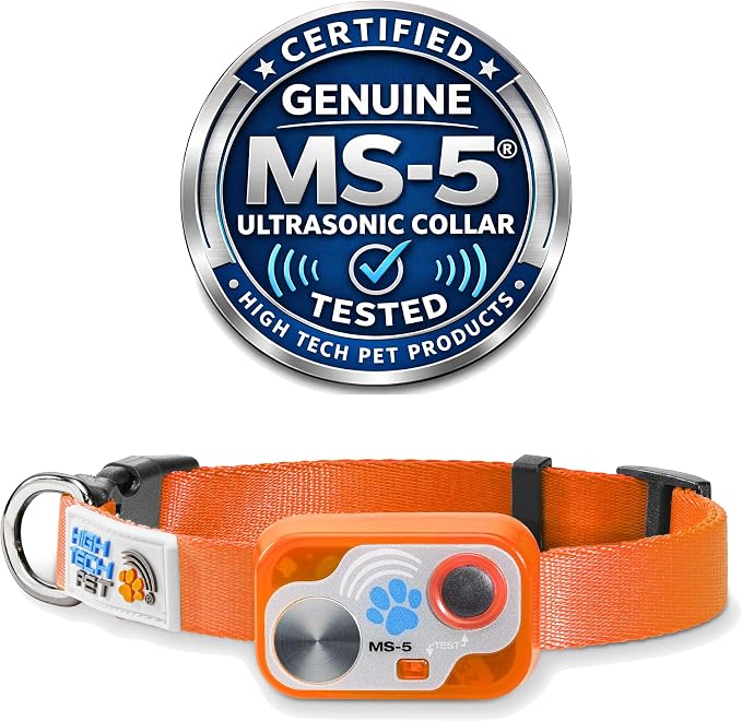 Genuine MS-5® Designer Series Automatic Pet Door Collar Tested & Certified by High Tech Pet for Dogs and Cats - Complies with Power Pet Door Performance Warranty, Waterproof (Orange, Dog)