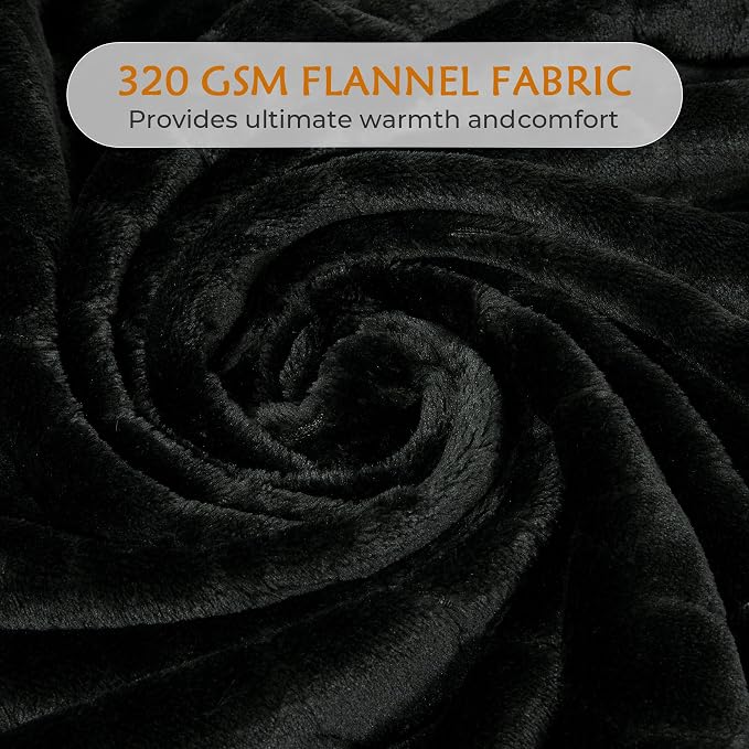 Fleece Blanket Fuzzy Plush Throw Blanket 50" x 60", Super Soft Fluffy Bed Blanket Geometric Pattern Comfy Microfiber Flannel Blankets for Couch, Bed, Sofa, Black