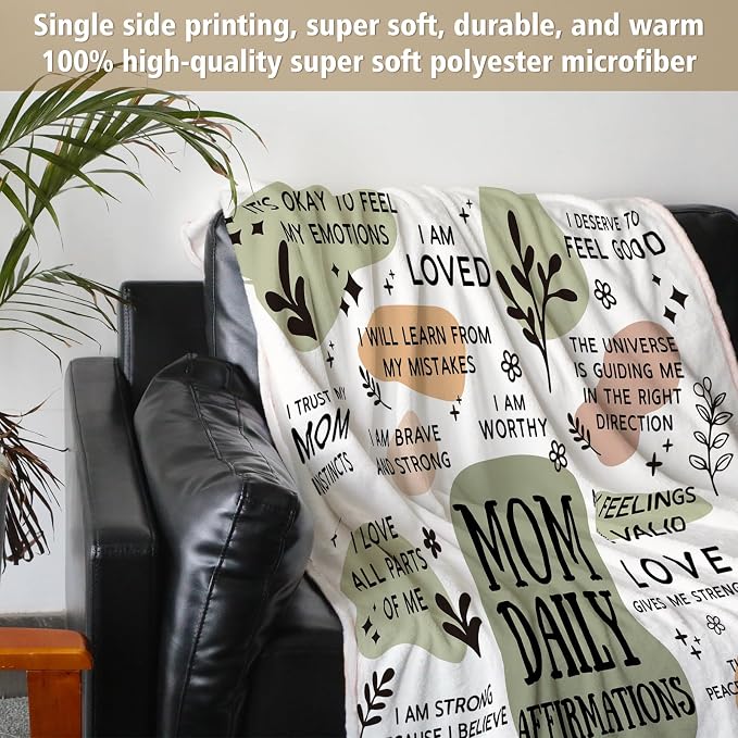 BaubleDazz New Mom Gifts Blanket, Mom Daily Affirmations(80" x 60") | Postpartum Pregnancy Gifts for First Time Moms, Mommy to Be, Mama, New Mom Essentials, Birthday Gifts for Mom
