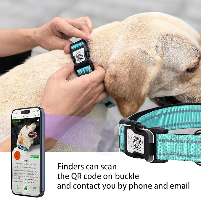 Dog Collar for Large Dogs with Smart QR Tags