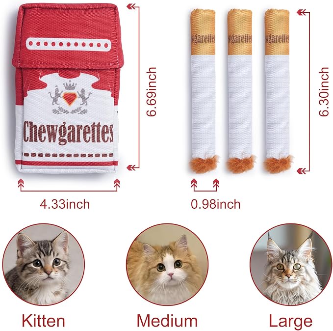 Nocciola 3 Pack Catnip Toys for Cats, Funny Cat Toys Filled with 100% Pure Organic Catnip, Safe Kitten Teething Chew and Kicker Toys, Stress Relieving Fun for Indoor Cats,Red