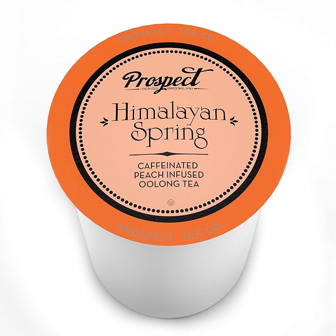 Prospect Tea Co. Himalayan Spring Peach Infused Oolong Tea Pods Compatible with K Cup Brewers Including 2.0, 40 Count
