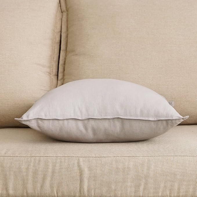 Jeanerlor Cotton Linen Soft Soild Decorative Square Throw Pillow Covers Set Cushion Case for Bar Coffee Shop Play Room24 x 24 Inch 60 x 60 Cm,Silver Grey