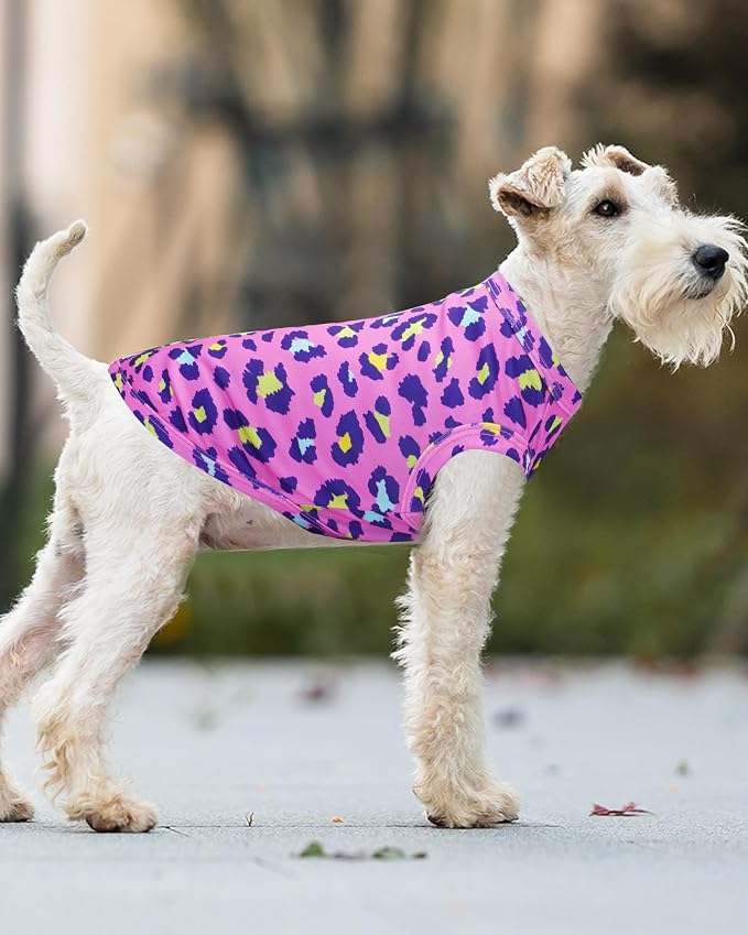 PET SHOW 4 Pack Paw Bone Printed Dog Clothes Shirts Soft Vest Lightweight Sleeveless Cats Doggies T-Shirts Puppies Tank Top Tee for Small Medium Dogs White Black Pink Blue (XX-Large, Pink for Girls)