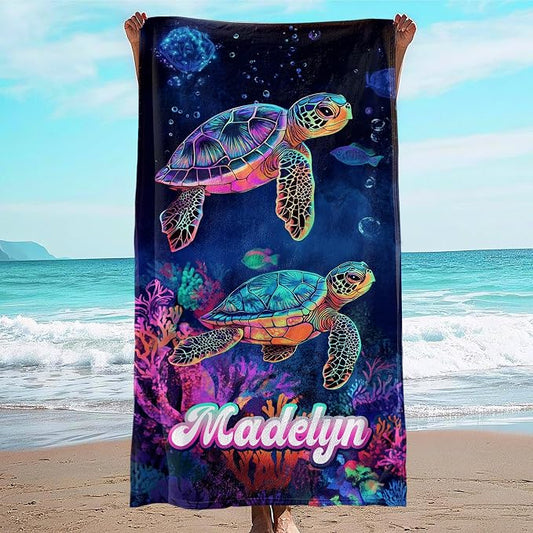 JML Custom Beach Towel with Name, Personalized Microfiber Beach Towel with Name, Large, Soft, Quick Dry & Absorbent for Swim, Pool,Adult,Summer Holiday,Vacation,Travel,Gift for Anniversary, Birthday