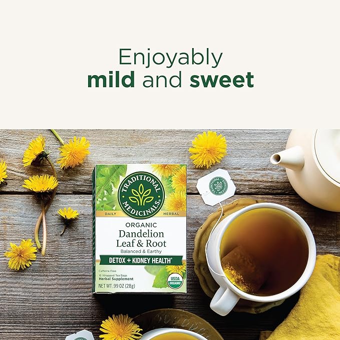Traditional Medicinals Dandelion Tea, Tea Bags, 16 Count | Organic | Leaf & Root | Pack of 2 | Supports Digestion