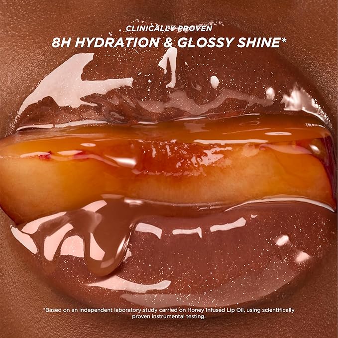 Gisou Honey Infused Hydrating Lip Oil, Nourishing Lip Moisturizer for Dry Lips, 0.27 fl oz (Glazed Plum)