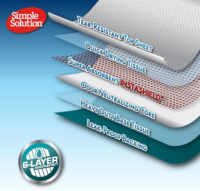 Simple Solution All Day Dog Pads, Disposable Puppy Training Pads with Lavender Scent, Leak Proof Pet Pee Pads for Indoor Potty Training, Odor Control, Quick Dry Floor Protection, 23"x24", 50 Count