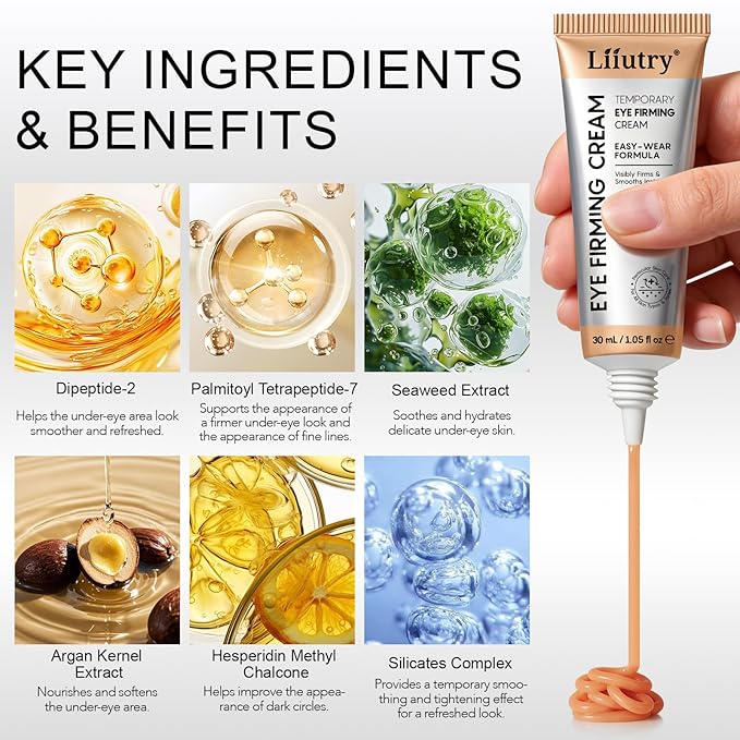 Temporary Instant Eye Tightener Cream, Temporary Eye Tightener Eye Cream, Instant Reduces Under-Eye Bags, Dark Circles&Puffiness, Anti Aging Fine Lines, Gentle Formula for All Skin Types - 1.05 Fl.Oz