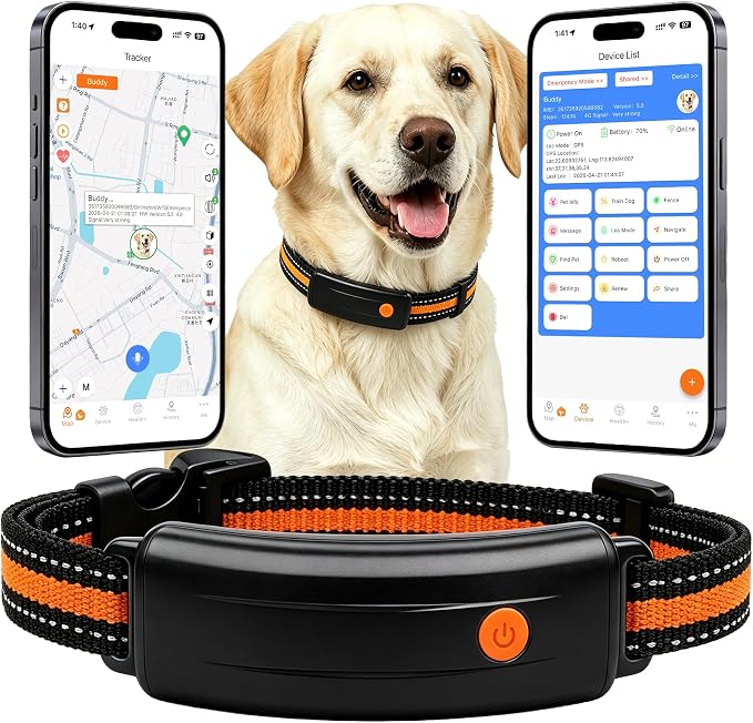 4G LTE GPS Pet Tracker & Virtual Fence, Real-Time Location, Heart Rate & Activity Monitor, Remote Training Smart Collar for Large Cats, Small, Medium and Large Dogs (Black)