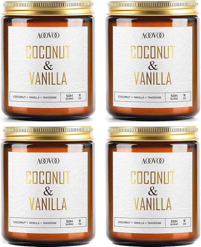 AOOVOO Coconut Vanilla Candles - 36 oz Scented Candles, Aromatherapy Candle, Soy Candle for Home Scented