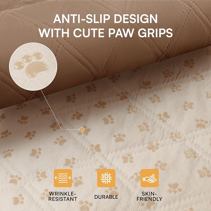 Luciphia Waterproof Couch Cover for Dogs, Non-Slip Pet Sofa Protector | Non-slip waterproof couch cover scratch-resistant machine washable protects sofa bed, Light Brown, 40" x 50"