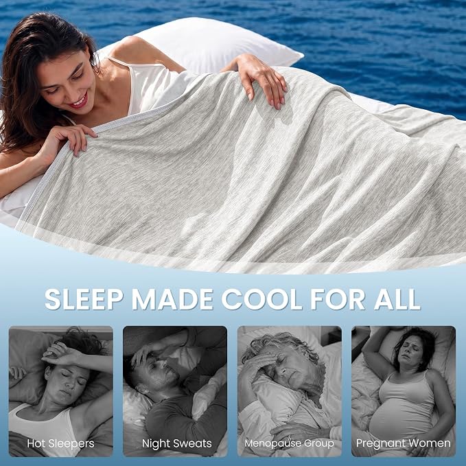 Cooling Blanket for Night Sweats Absorbs Heat to Keep Adults, Children Cool on Warm Nights, Q-Max 0.5 Cooling Blankets for Hot Sleepers, Ultra-Cool Lightweight Sofa Throw Blanket (50"x70") | Absorbs Heat Cold Summer Blanket for Night Sweats & Menopause...