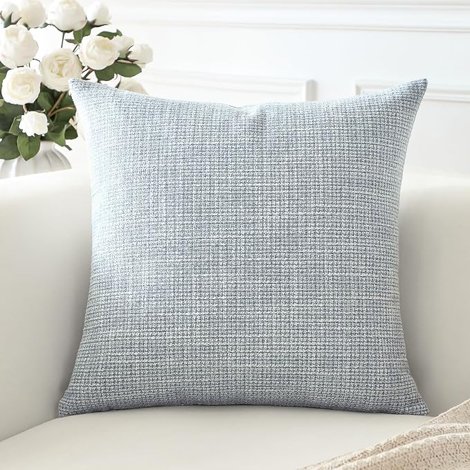 OTOSTAR Linen Throw Pillow Cover Set of 1 Decorative Square Pillowcases Cushion Covers 18x18 Inch for Home Decor Sofa Bedroom Car 45 x 45CM Blue Grey