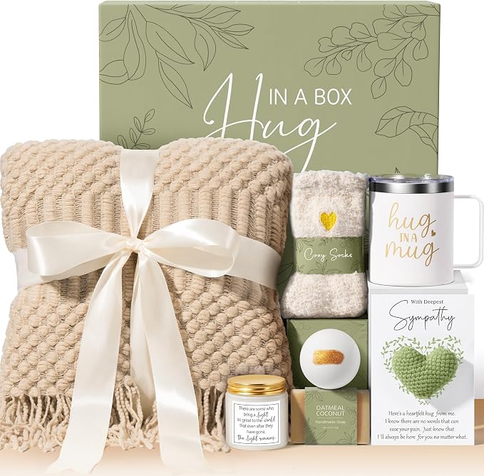 Sympathy Gifts for Loss of Loved One, Condolences Gift Baskets Grief Gifts | Memorial Bereavement Gift Ideas for Loss of Mom Dad, Hug In A Box Miscarriage Gifts for Mothers Thinking of You Care Package