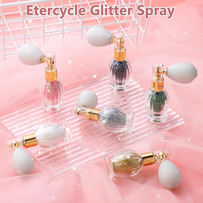 Etercycle Body Glitter Spray, Silver Hair Glitter Shimmer Sparkle Powder, Extra Fine Face Body Shimmer Cosmetic Glitter Makeup for Rave Clothes Nail Art Easter Halloween Crafts