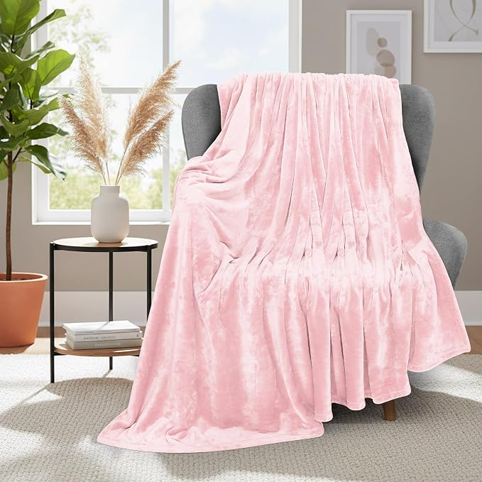 Utopia Bedding Ultra Soft Fleece Bed Blanket Throw Size Pink (50x60 Inches) | Microfiber Plush Warm Lightweight Breathable Cozy Blanket Anti-Static, All Season Use, Gift for Women and Men