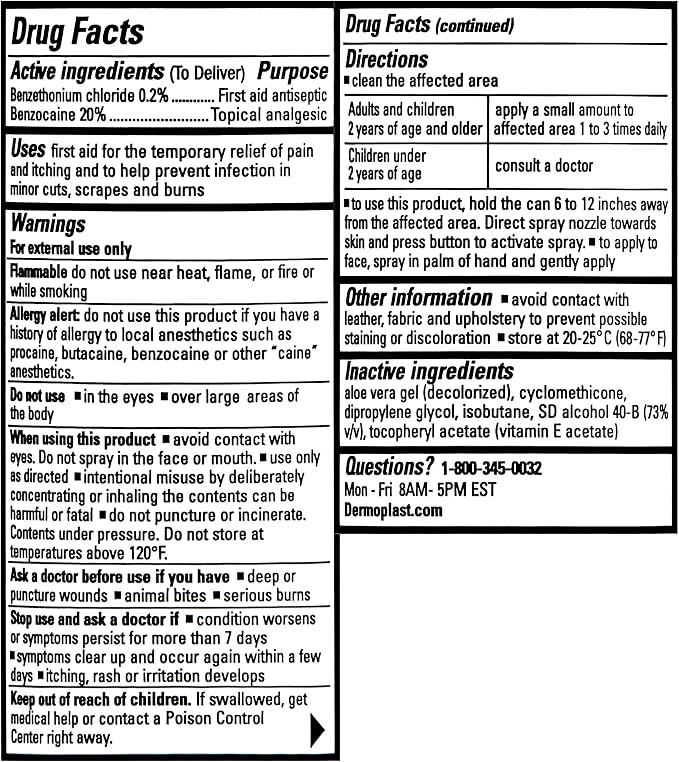 Dermoplast First Aid Spray, Analgesic & Antiseptic Spray for Wounds, Minor Cuts, Scrapes and Burns, Wound Care, 2.75 Ounce (Packaging May Vary)