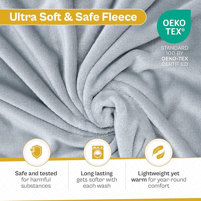 Get Well Blanket - Healing Blanket - Inspirational Blankets for Women/Men - Get Well Soon Gifts - Warm Hugs - Soft Fleece Throw Blanket - Strength - Healing Thoughts (Gray Fleece 50x65)