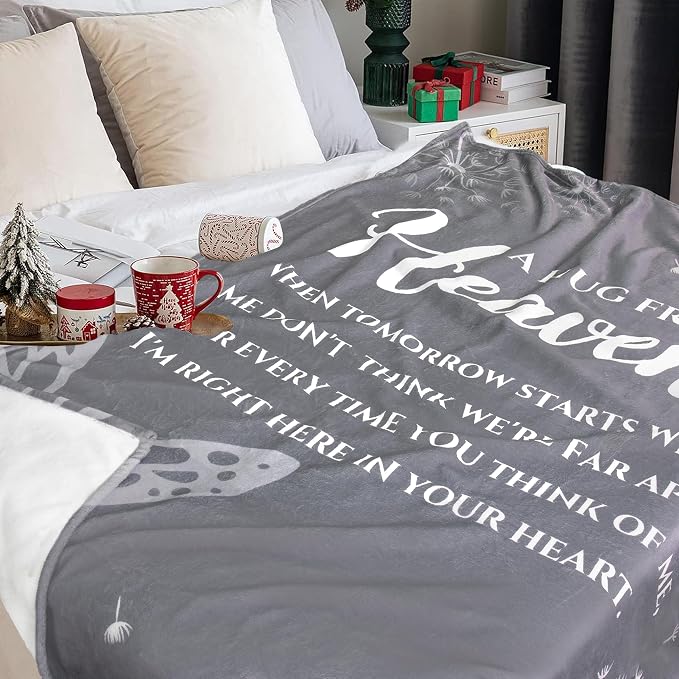 Memorial Gift Blanket, Sympathy Gifts for Loss of Loved One, Hugs from Heaven Blanket, Bereavement Gift Idea, Memorial Gifts for Loss of Mother/Father/Pet Throw Blanket 60" X 50"Grey