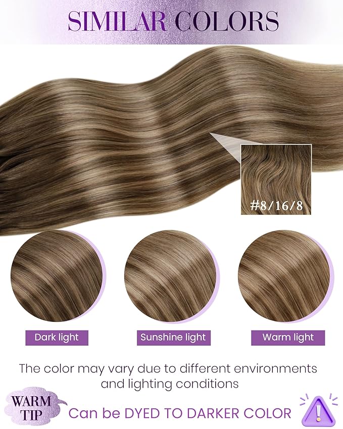 LaaVoo Micro Link Hair Extensions Human Hair Balayage Light Brown Ombre Golden Brown Mix Brown Micro Ring Hair Extensions 14 inch 50g/50s