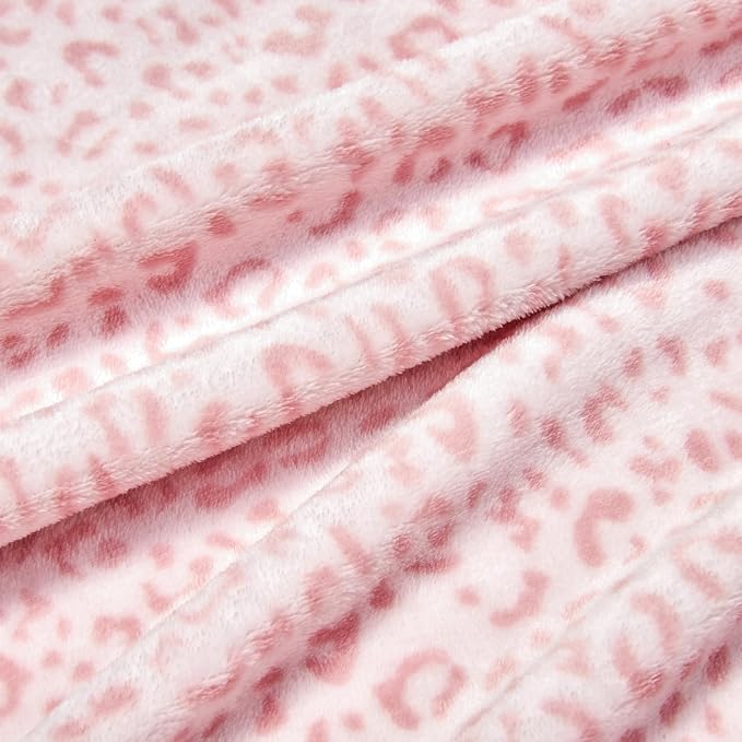 Edenleaf Leopard Print Blanket Fleece Throw for Bed Sofa Travel and Camping, Super Soft Cozy Fluffy Plush Cheetah Print Blanket for All Seasons 50"x60" (Light Pink)