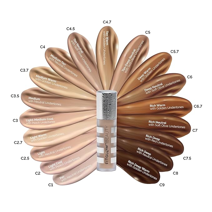 Fitglow Beauty Conceal+ | Vegan Full Coverage Concealer Skincare with Vitamin K + Green Tea | Corrects Dark Circles, Blemishes & Redness | Non-Creasing, Natural Finish | C6-6g