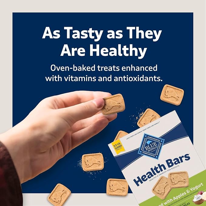 Blue Buffalo Health Bars Crunchy Dog Biscuits, Oven-Baked with Natural Ingredients, Apples & Yogurt, 3.5-lbs Box (Pack of 3)