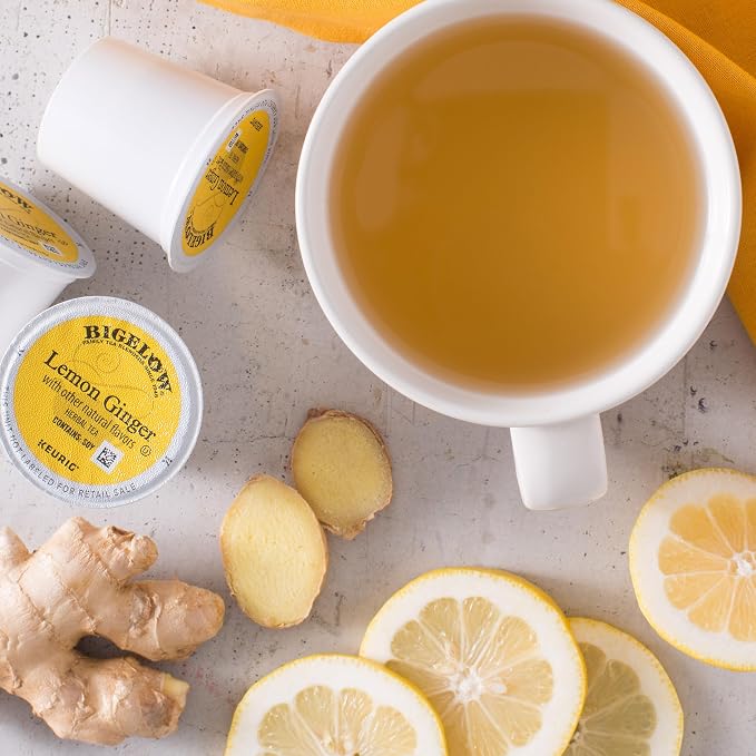 Bigelow Lemon Ginger Tea Single Serve Keurig Herbal Tea K-Cups Pods, 22 Count Box (Pack of 4) Caffeine Free Herbal Tea, 88 K-Cups Pods Total