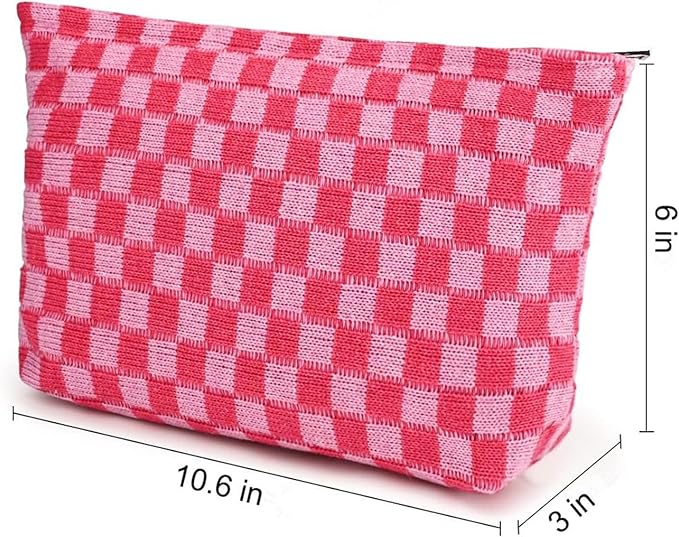 Cosmetic Bags for Women - Corduroy Cosmetic Bag Aesthetic Women Handbags Purses Smile Dots Makeup Organizer Storage Makeup Bag Girls Case Bags (Q-Checkered purple)