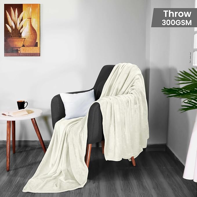 Utopia Bedding Ultra Soft Fleece Bed Blanket Throw Size Ivory (50x60 Inch) | Microfiber Plush Warm Lightweight Breathable Cozy Blanket Anti-Static, All Season Use, Gift for Women and Men