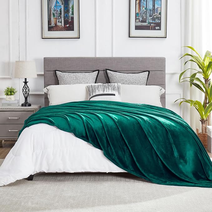 DREAMNINE Extra Large Soft Comfy Fluffy Fleece Bed Blanket King Size 90" x 108",Luxury Decorative Fuzzy Blanket for Women Girl,Big Cozy Shaggy Warm Flannel Blankets for Winter Autumn Pets,Forest Green