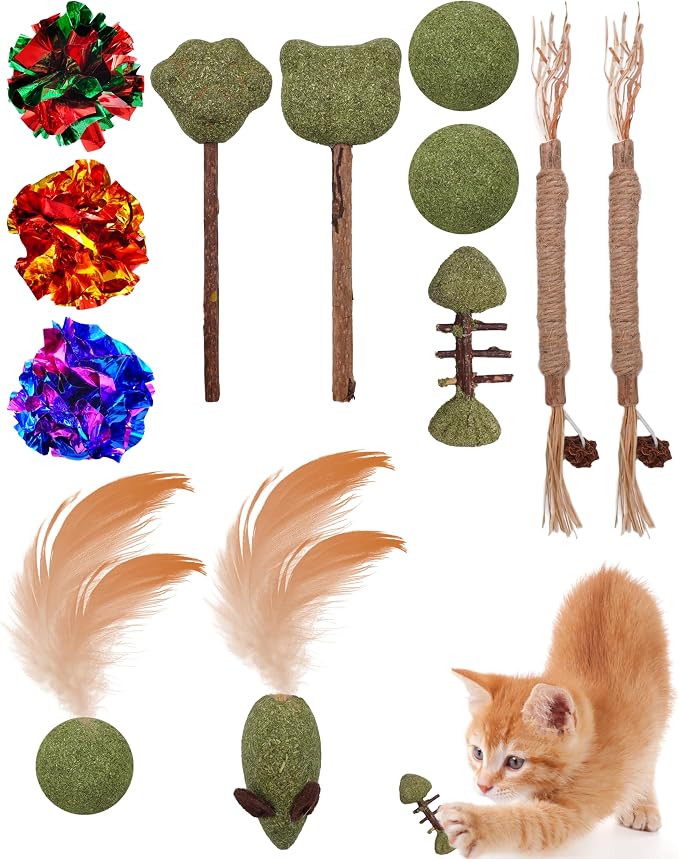 PET SHOW 12 Pack Catnip Toys for Indoor Cats Kitten Crinkle Balls