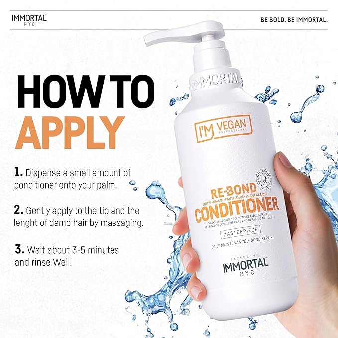 Immortal NYC RE-BOND Conditioner – Vegan, Hydrating & Repairing Conditioner with Biotin, Panthenol & Plant Keratin for Soft, Shiny, and Healthy Hair – 500ml