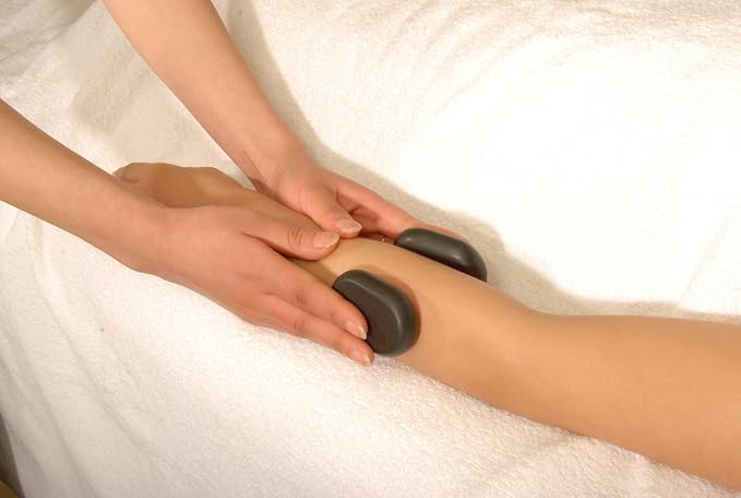 Master Massage Large Flat Ovular Basalt Hot Stone Massage 8piece Pack 3" X 2X 1rock, for Professional, Spa, Massage Therapy, Relaxation,1 Count,Black