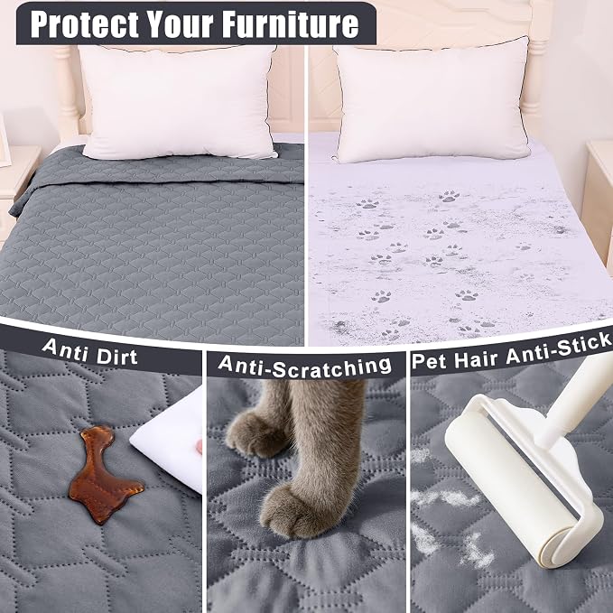 Smiry Waterproof Dog Bed Cover Blanket, Reversible Pet Blanket | Soft Reversible, Washable Leakproof Cats Dogs Couch Cover for Sofa, Couch, Furniture (82x82 Inch)