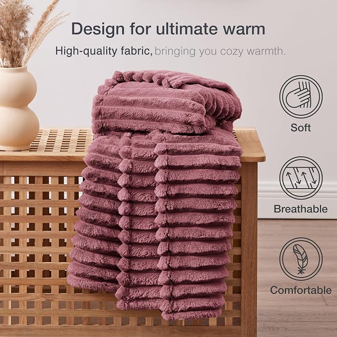 EXQ Home Gentle Soft Fleece Throw Blanket – Cozy Lightweight Blanket for Couch Bed – All-Season Warm Fuzzy Flannel Blanket for Women Mom Her – Gifts for Birthday(60"x80",Dusty Pink)