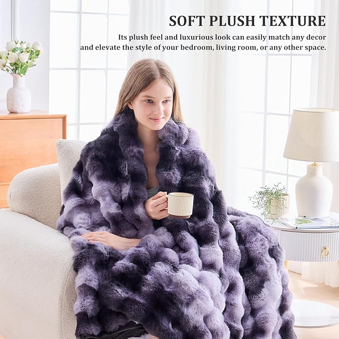 Faux Fur Twin Blanket for Couch, 1000 GSM Cozy Fuzzy Fluffy Soft Plush Thick Bubble Sherpa Blanket for Sofa Bedroom Living Room, Mothers Day Birthday Gifts for Women Home Decor