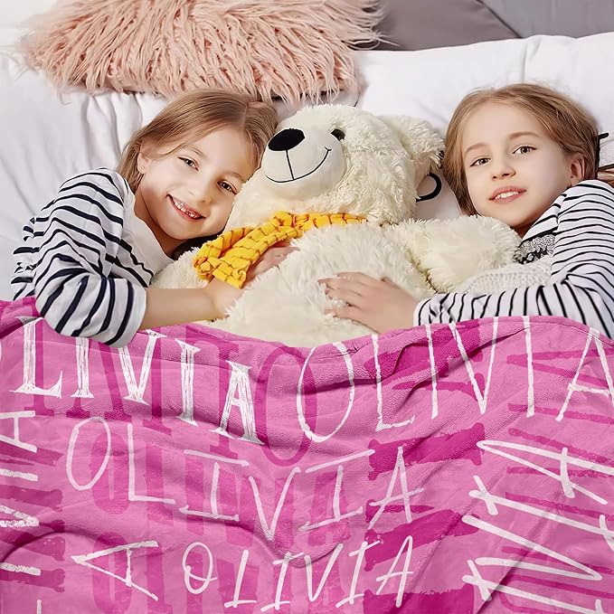 Yofair Ships Next Day, Personalized Blanket Gifts for Teen Girls Custom Blanket with Name Flannel Throw Girls Blankets Customized Daughter Gifts for Kids Adult