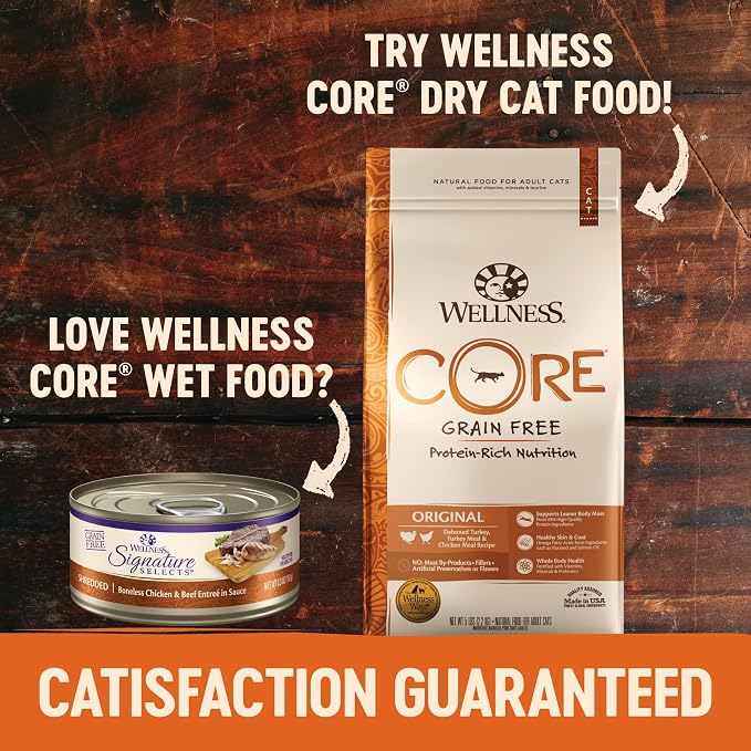 Wellness CORE Signature Selects Variety Pack Adult Canned Wet Cat Food, Natural, Protein Rich, Grain Free, Seafood Recipes, 2.8 oz, Pack of 8 Cans