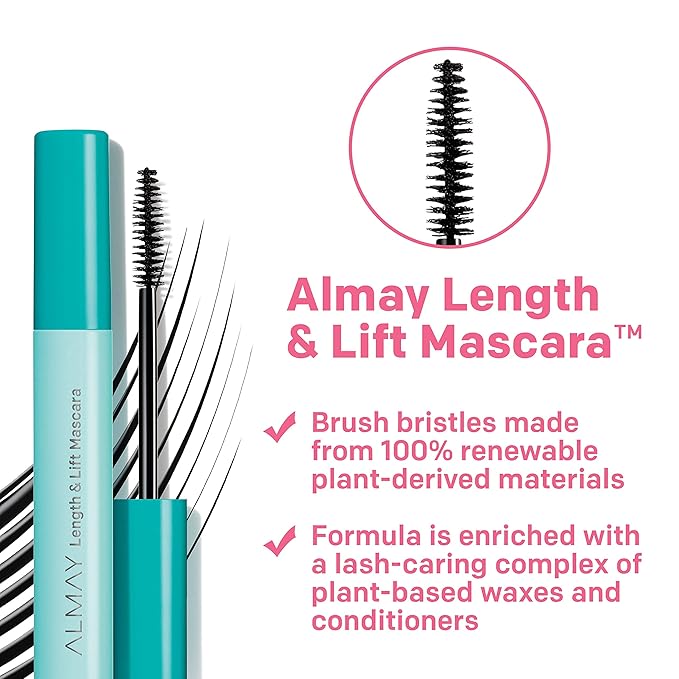Almay Lengthening Mascara, Volume & Lift, Eye Makeup, Hypoallergenic and-Fragrance Free, 030 Black Brown, 0.24 fl oz.