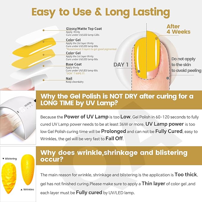 YTD Likomey Apricot Leaf Yellow Gel Nail Polish,15ml Salon Home DIY Manicure and Pedicure Fall Winter UV Color Varnish,HEMA Free TPO Free,CS465