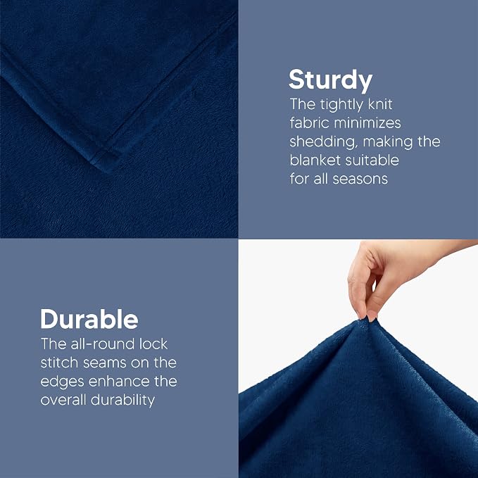 Utopia Bedding Ultra Soft Fleece Bed Blanket Twin Size Navy (90x66 Inches) | Microfiber Plush Warm Lightweight Breathable Cozy Blanket Anti-Static, All Season Use, Gift for Women and Men