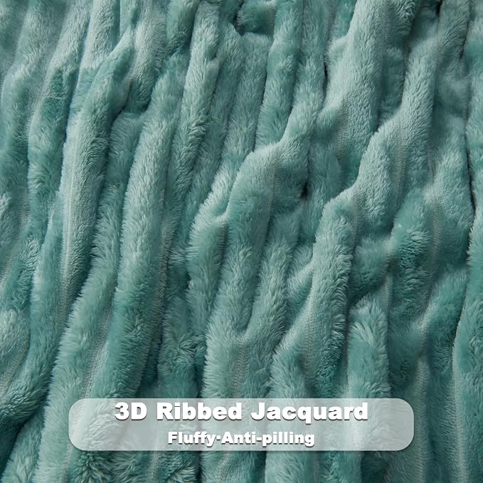 NEWCOSPLAY Fleece Ribbed Cozy King Blanket for Couch, Dusty Sage, 90"x110" | Premium Silky Flannel Blanket, Soft Lightweight Fluffy Throw Blanket for Bed Sofa Decor, Gift for All Season Use